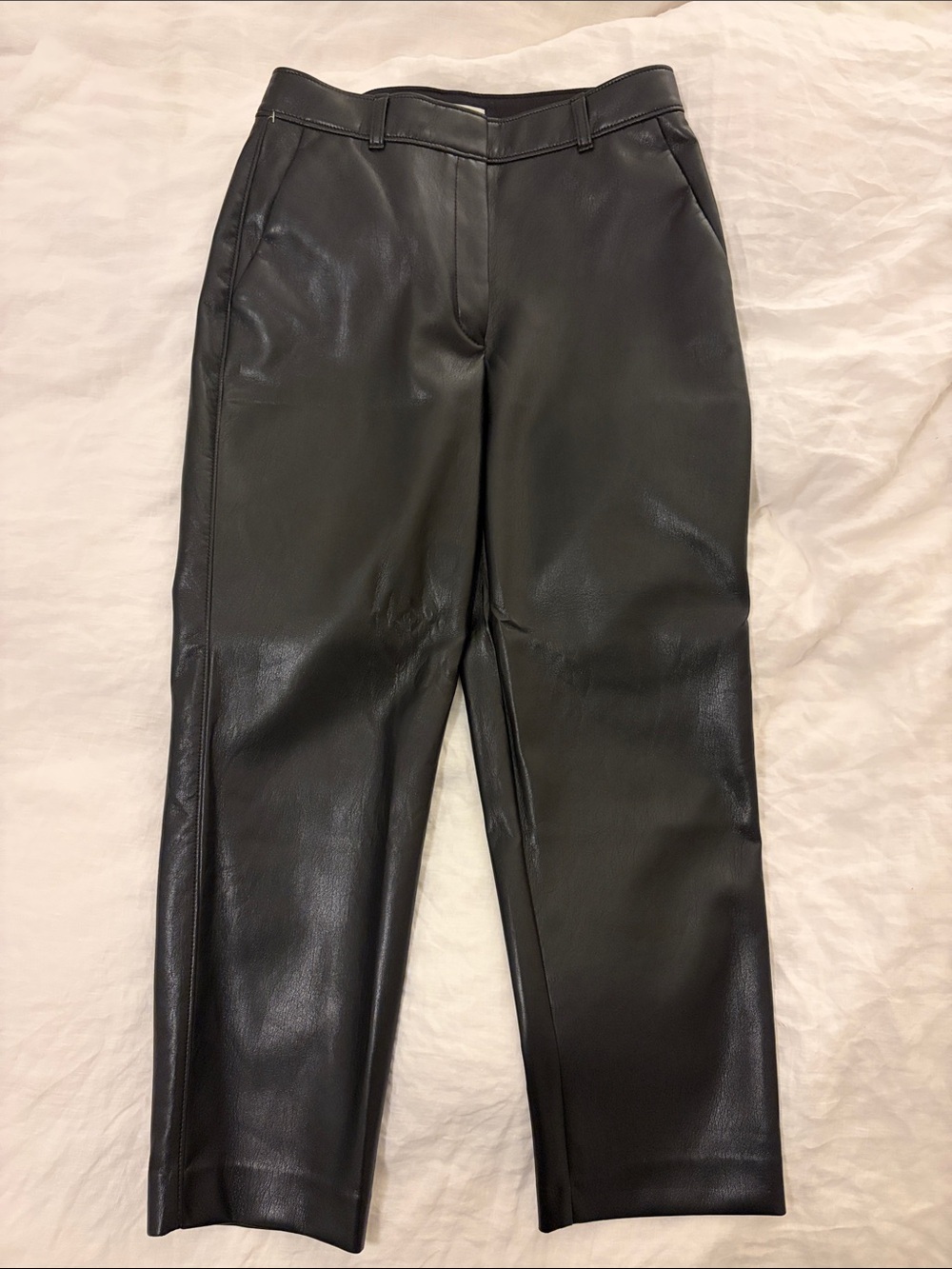 Babaton Aritzia Black Faux Leather Ankle Pants
